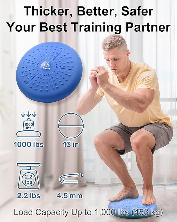 Tumaz Wobble Cushion - Wiggle Seat to Improve Sitting Posture & Stay Focused for Sensory Kids, Balance Disc to Core Strength & Flexible Seating [Extra Thick Balance Board, Pump Included Wobble Board]