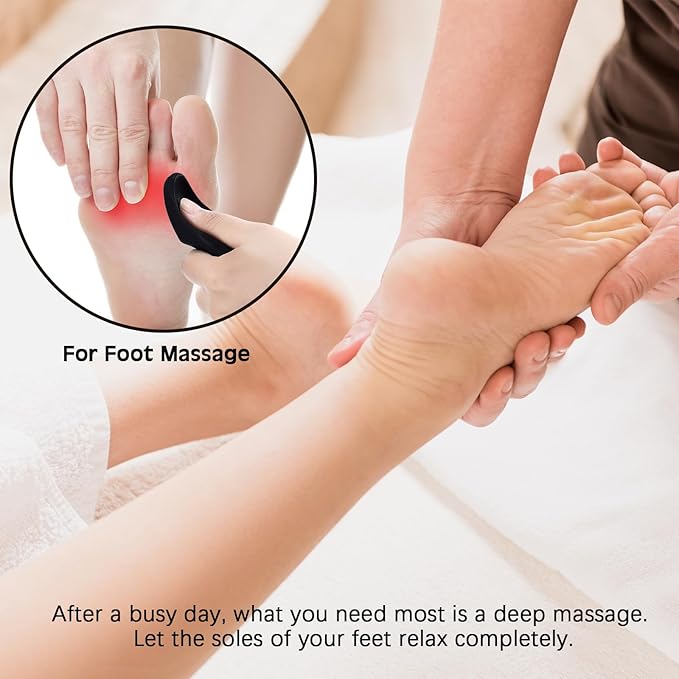 Nuanchu 2 Pcs Black Thumb Saver Massage Tool Deep Tissue Massager for Pressure Reflexology Professional Neck Shoulder Back Foot Stress Relief