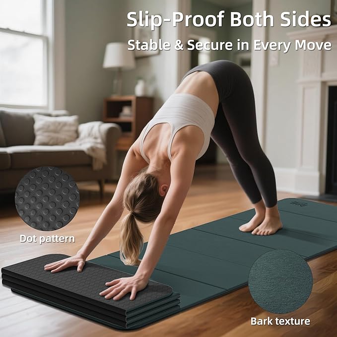 1/2 Inch Extra Thick Yoga Mat Pilates Equipment, 70"x24" Odorless Workout Mats for Home Gym, Non-slip Exercise Mats for Women Men Home Workout, Foldable Yoga Mats for Travel Camping Sleeping