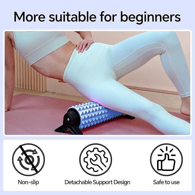 Foam Roller with Detachable Stand, 18” Deep Tissue Massage Roller, Beginner-Friendly Support Design for Muscle Recovery, Home Workout & Fitness - Blue