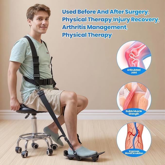 KEDAO Knee Replacement Recovery Aids Kit for Knee Glide Large Size，Wearable, Hands-Free Quiet and Stable，After Surgery Therapy for ACL PCL MCL LCL