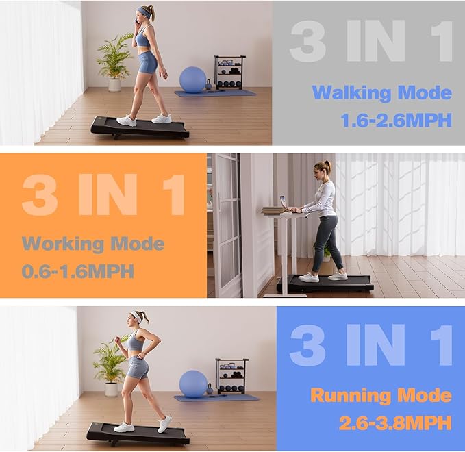 Walking Pad, 6% Walking Pad with Incline, No-Assembly Walking pad Treadmill with APP and Remote Control, LED Display, 2.5 HP Quiet Under Desk Treadmills, 300 lbs Capacity