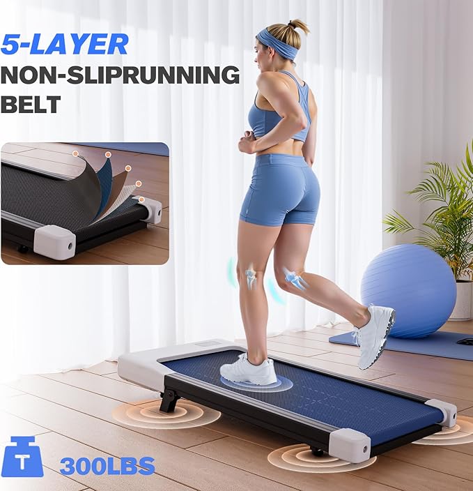 Walking Pad, 6% Walking Pad with Incline, No-Assembly Walking pad Treadmill with APP and Remote Control, LED Display, 2.5 HP Quiet Under Desk Treadmills, 300 lbs Capacity