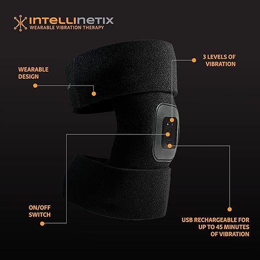 Brownmed - Intellinetix Knee/Elbow Therapy Wrap - Active Wrap for Elbows & Knees that Offers Massage - Elbow & Knee Compression Sleeve with Wearable Massager - Premium Knee & Elbow Support