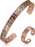 BioMag 99.99% Pure Copper Bracelet&Ring for Men and Women, Adjustable Magnetic Bracelet & Ring with 3500 Gauss Magnets, Vintage Flower Design, Jewelry Christmas Gift