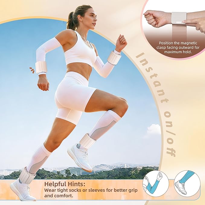 Wrist Weights Ankle Weights for Women 1 Pair (1.1 lb/2.2 lb Each) Silicone Magnetic Leg Arm Weighted Bracelet for Home Yoga Pilates Gym Workout Walking Jogging