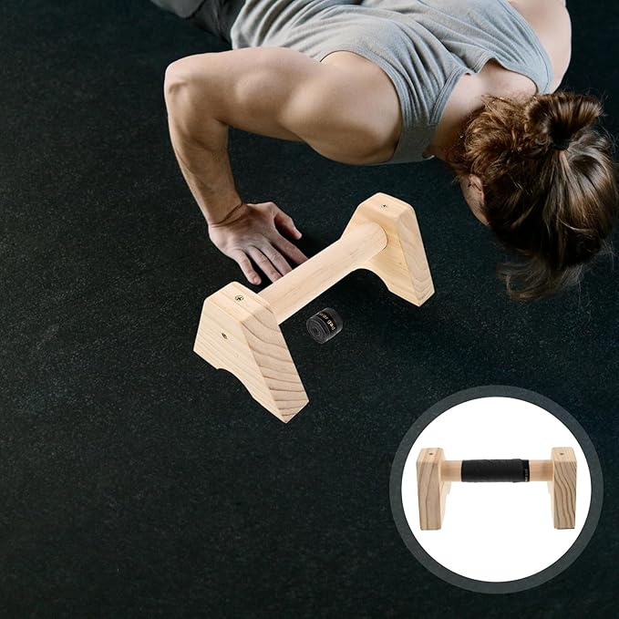 SUPVOX Wood Push up Bars Parallettes Stands 30cm Beech Wood Non-slip Base Strength Training Home Gym Equipment for Men Women Handstand and Pushup Workout
