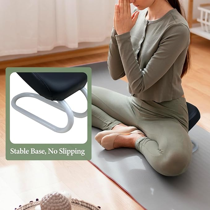 Kneeling Meditation Stool, Prayer Bench Adjustable Height, Portable Meditation Bench, for Studio Praying Prayer (Black C)