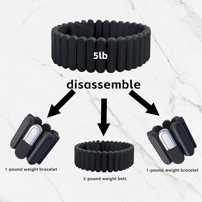 Silicone Adjustable Weighted Belt for Women & Men – DIY Weighted Walking & Exercise Belt with Removable Weights – Gym, Strength Training, Yoga, Hiking – Free Weight Adjustment for Wrist & Ankle
