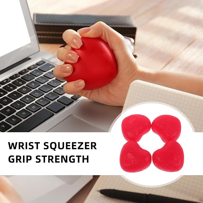 Yardwe 4pcs Heart-shaped Hand Gripper Balls Hand Strength Training Device Finger Exercising Squeeze Balls for Therapy Wrist Forearm Strengthener Stress Relief