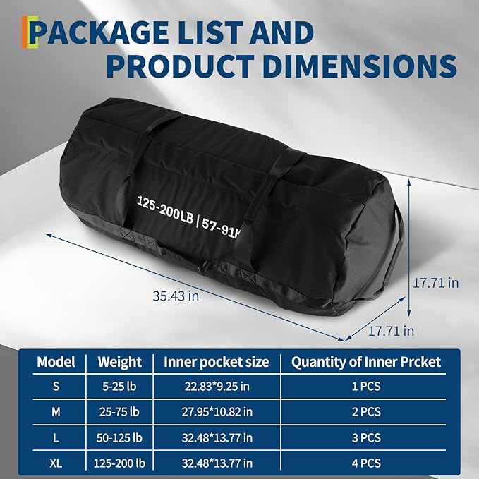 Sandbags for Workout,Adjustable Sand Bags for Fitness,Yoga, Strength Training and Full-Body Workouts,Black