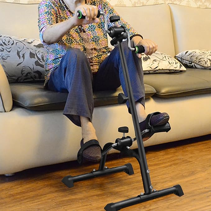Pedal Exerciser Bike, Elderly Exercise Bike,Hand Arm Leg Knee Peddler, Adjustable Fitness Equipment for Seniors, Elderly Home Pedal Exercise Bike for Total Body Black