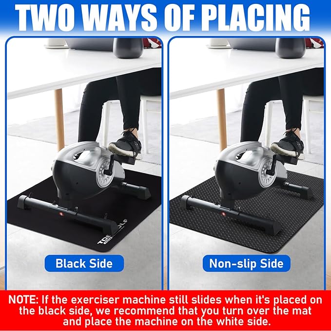 TOBWOLF Non-Slip Workout Mat for Ellipse Leg Exerciser, Ellipse Machine Mat, Exercise Mat for Under Desk Ellipticals, Suitable for Electric Seated Foot Pedal Exerciser, Stability & Floor Protection
