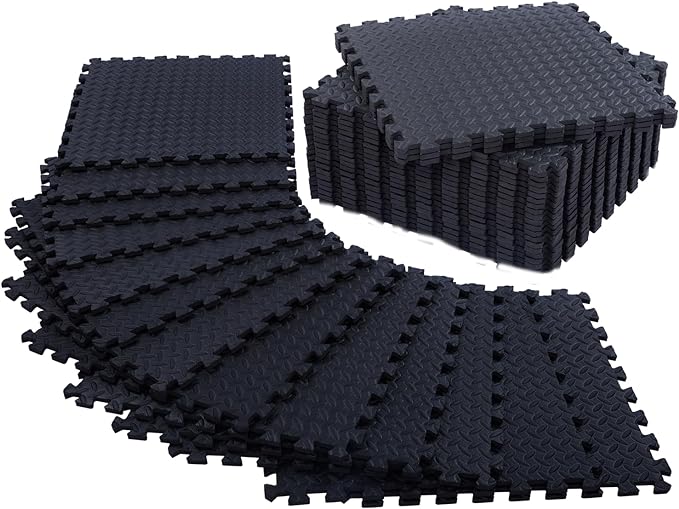 24 Pack, 96 SQFT - 24" x 24" - 1/2" Extra Thick Floor Exercise Mat for Home Gym or Floor Padding - High-Density EVA Interlocking Foam Floor Tiles for Gym Equipment, Play Area | Yoga, Cardio, Weights