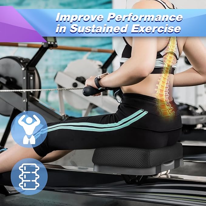 Rowing Machine Seat Cushion, Rower Machine Pad with Memory Foam, Rowing Machines Seat Cushion Compatible Most Row Machine, Rowing Accessories