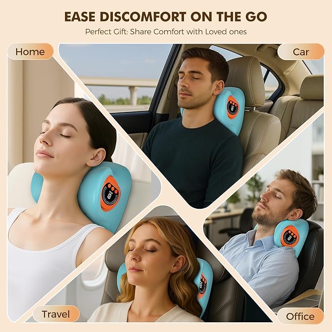 Neck Massager 2026 New Upgrade 3 in 1 Portable Massager with Heat &Comfortable Stretching–Adjustable Intensity for Neck & Shoulder Relaxation at Home,Office,Travel