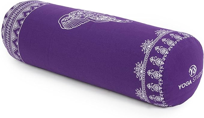 Yoga Studio Organic Buckwheat Designed Round Bolsters - Nature Collection (Purple Grape - Aztec Elephant)