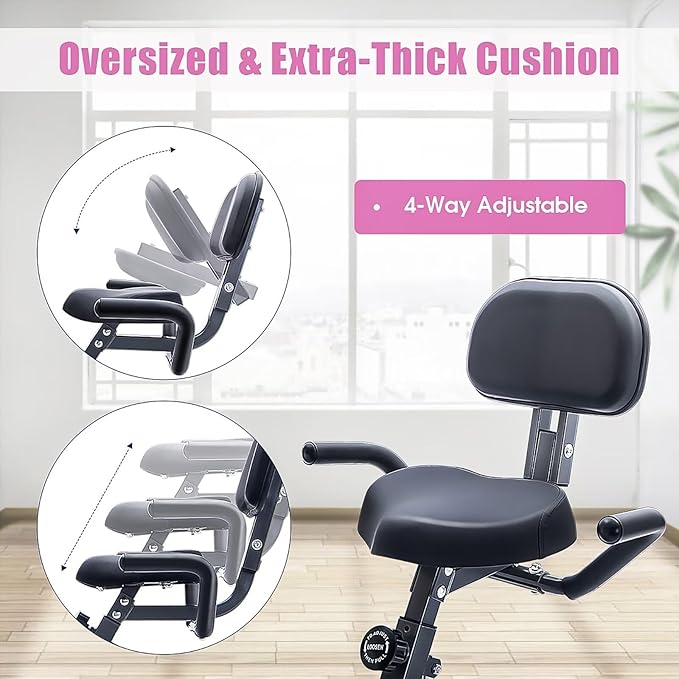 Merax Workout Bike For Home - 2 In 1 Recumbent Exercise Bike and Upright Indoor Cycling Bike Positions, 16 Level Magnetic Resistance Exercise Bike, Foldable Stationary Bike Machine, Fitness Bike