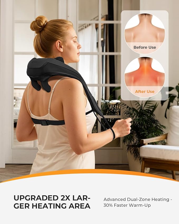 CooCoCo Upgraded Cordless Neck Massager - FSA Eligible, Back Massager for Pain Relief Deep Tissue, Shoulder Massager with Heat, 6D Shiatsu Kneading, HSA Store Massager Gifts for Mom Dad
