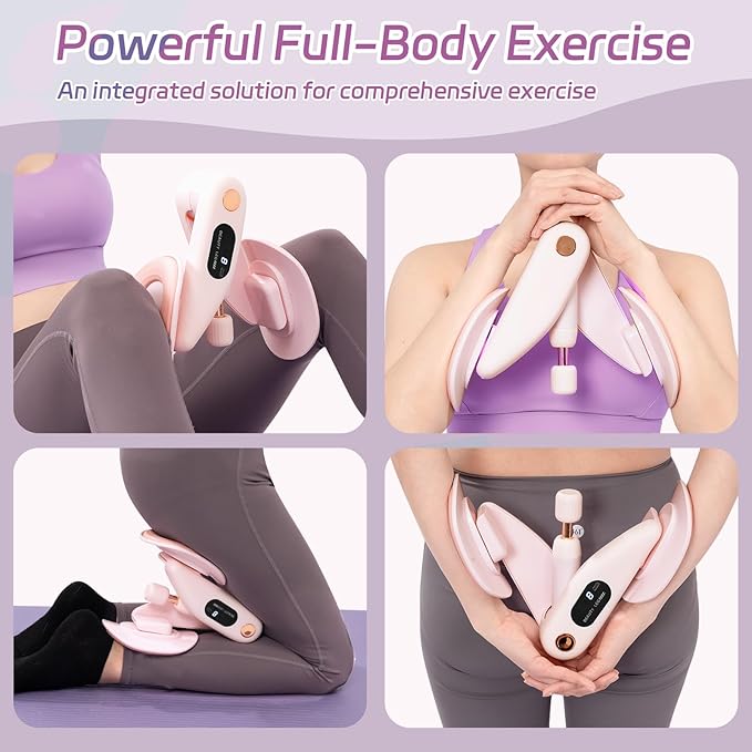 QIUTONG Thigh Trainer 2026 Upgraded, 10-78LB Thigh Trainer Thigh Exerciser, LED Inner Thigh Exerciser, 360° Pelvic Floor Exercise Devices, Hip Trainer Kegel Excerciser, 20LB Resistance Band