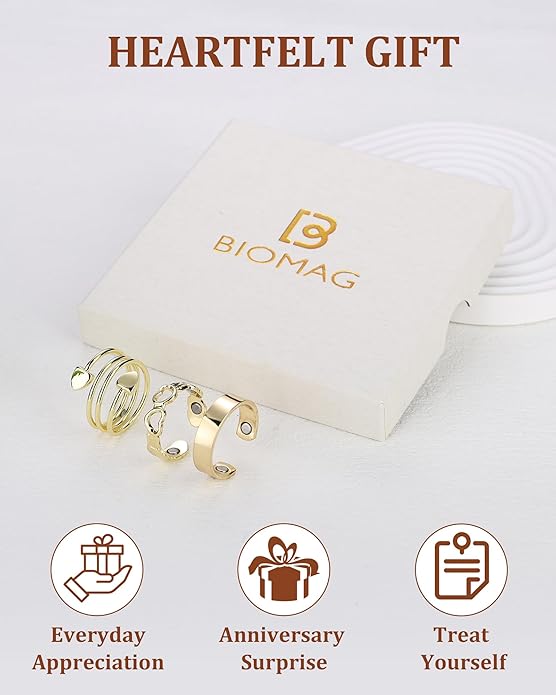 BioMag Copper Rings for Women, 99.99% Pure Copper Magnetic Rings Thumb Rings for Lymphatic Drainage, Adjustable Jewelry Gifts for Women