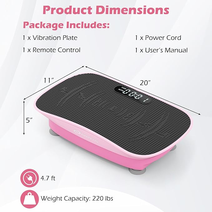 Goplus Vibration Plate Exercise Machine, Vibrating Platform for Lymphatic Drainage w/Remote, LED Display, Home Workout Full Body Shake Board for Weight Loss