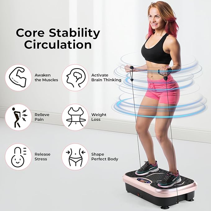 Arlopu 3D Vibration Plate Exercise Machine, Full Body Workout Vibration Platform for Weight Loss & Lymphatic Drainage, Shake Fitness Platform with Loop Bands for Women Men