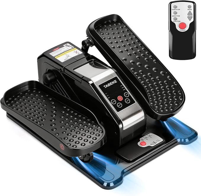 TABEKE Under Desk Elliptical Machine, Electric Ellipse Leg Exerciser for Senior with Remote Control & 12 Speeds, Portable Quiet Electric Seated Pedal Exerciser for Home with Display Monitor