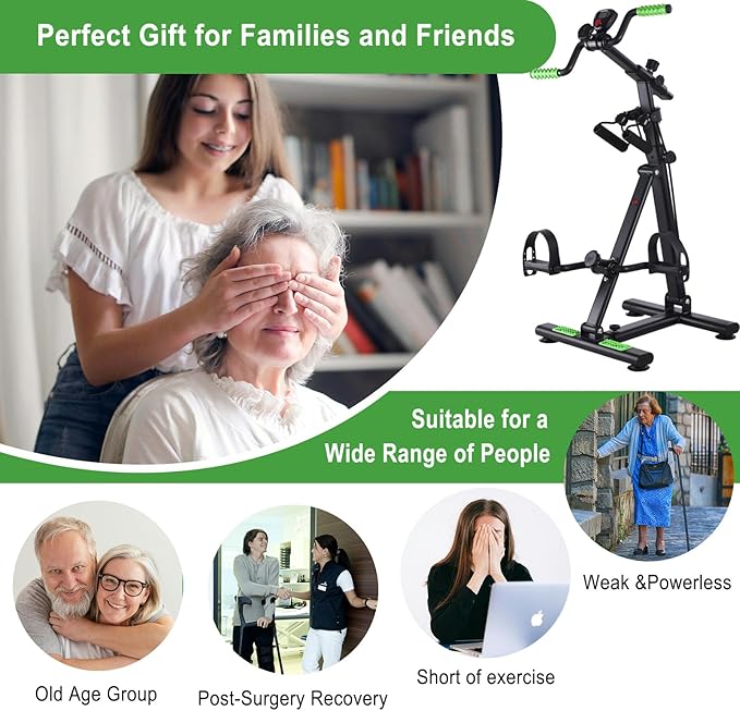 Pedal Exerciser Bike for Seniors, Arm Leg Hand and Knee Physical Therapy Peddler Exercise Equipment, Sitting Elderly Home Exercise Bike for Total Body, Upper and Lower Limb Trainer