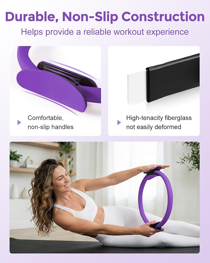 Home Pilates Essentials Kit for Women, Magic Circle Pilates Equipment Ring and Ball Set, 6 Resistance Bands Workout Guide Video for 28 Day Pilates Essential Challenge Starter Kit for Beginners