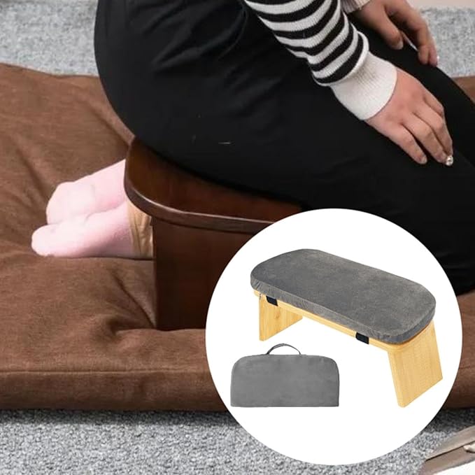 Meditation Bench with Cushion Ergonomic Anti Slip Modern Chair Kneeling Stool Comfort for Home Office Living Room, Gray