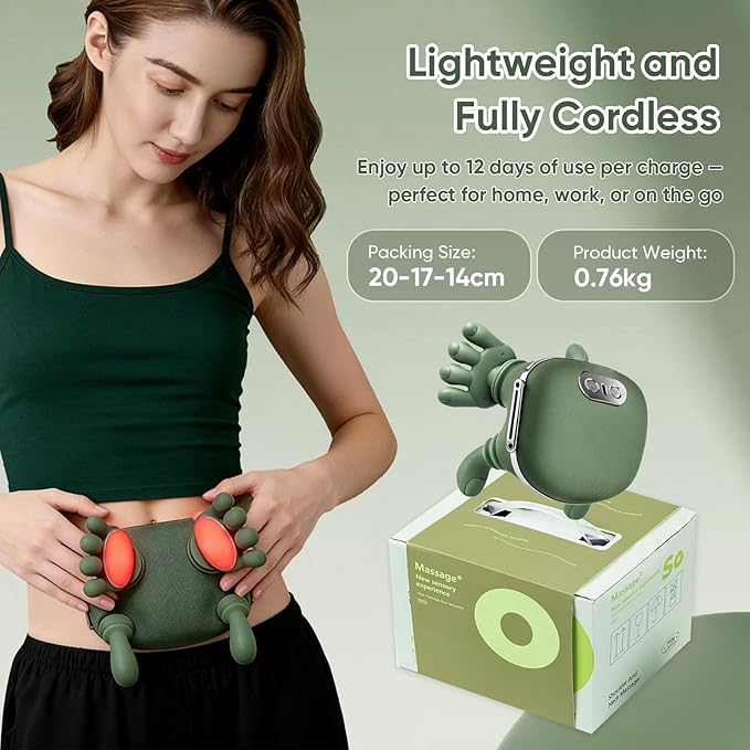 Bionic Neck Massager with Adjustable Heat, Portable Deep Tissue 4D Kneading Electric Shoulder Massager, Compact Design with Soft Silicone Massage Heads for Relaxation and Comfort