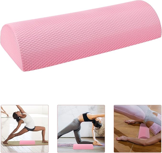 PartyKindom Muscle Relaxation Roller Half Foam Roller for Back and Core Stability Yoga Accessory Lightweight Balance Training Tool for Fitness and Exercise
