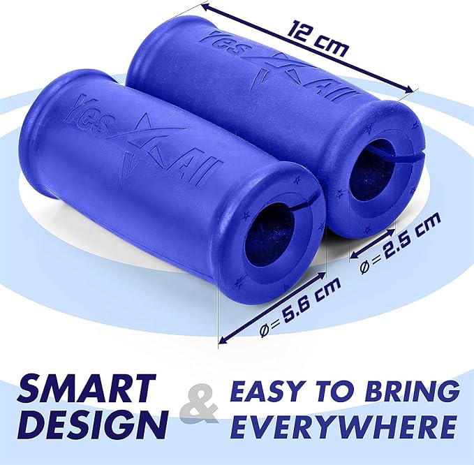 Yes4All Thick Dumbbell Handles Grips, Firm Rubber Barbell Grips, Great for Increasing Forearm Strength, Weightlifting, Muscle Building, Cable Attachments