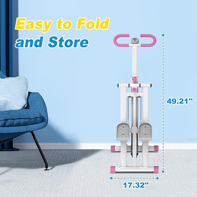 Stair Stepper for Home Gym, Foldable Full Body Exercise Climbing Machines, Vertical Climber Workout Machine with Resistance & Adjustable Handles, Frame Stable