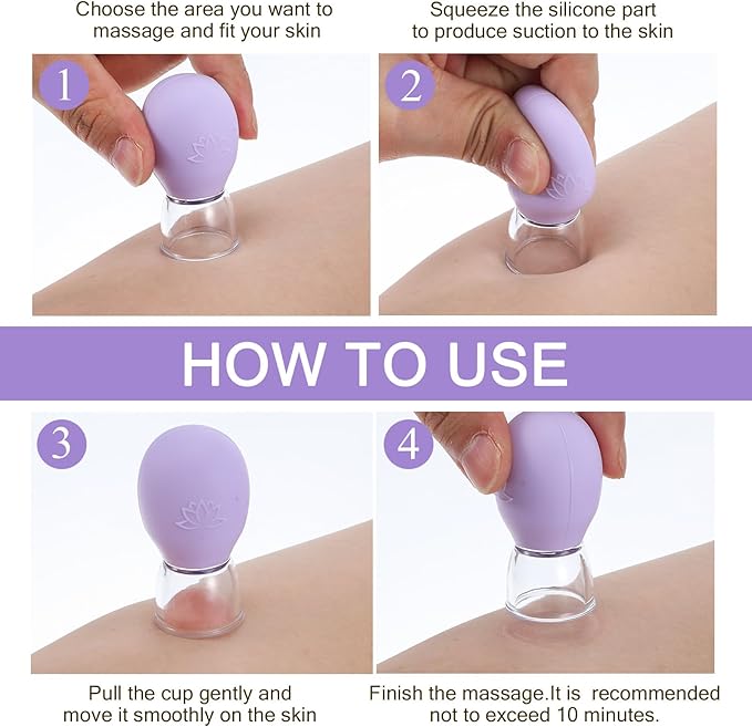 4Pcs Facial Cupping Therapy Set, Silicone Face Cupping Kit for Massage, Anti Cellulite Cup Massage Tool Vacuum Suction Cup for Eye Face Vacuum Massager