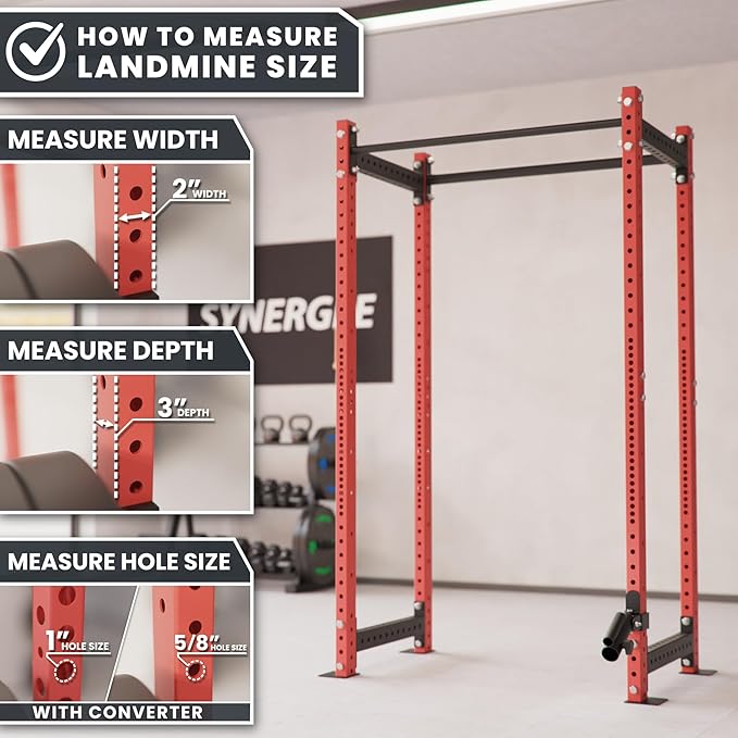 Synergee Landmine Attachment for Power and Squat Racks. Fits 2x2, 2x3, and 3x3 Racks. Rotational Trainer for Presses, Rows, Core & Full-Body Workouts. Works with 1" & 2" Barbells.