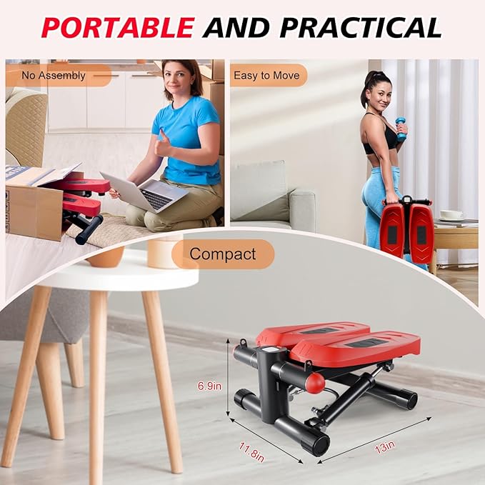 Elliptical Exercise Machine, Mini Stair Steppers with Resistance Bands for Home Fitness, 299LBS