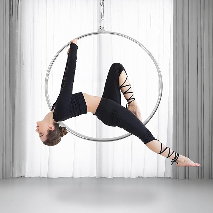 Professional Aerial Hoop Kit, 85CM/25MM Single-Point Ring Professional Aerial Yoga Starter Set with Rigging Hardware Kit Aerial Ring Set Yoga Kit for Home Exercise Performance Anti-Slip Grip