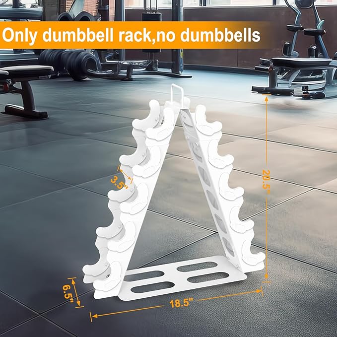 Dumbbell Rack 5 tier(Dumbbells not included), A-Frame Metal Dumbbell Holder with Handle, Multilevel Weight Storage Organizer for Dumbbells, Tree Shape Compact Weight Rack/Holde(White)
