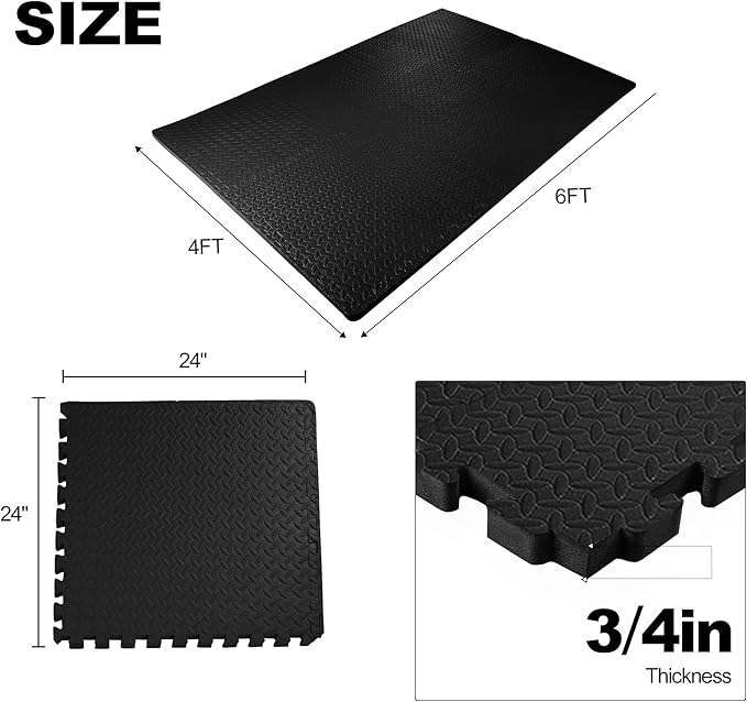 Elevon Puzzle Exercise Gym Flooring Mat, EVA Interlocking Foam Tiles Workout Mat for Home Gym, Fitness Equipment, MMA, Gymnastics, Shock-Absorbing Exercise Mat, Multi-Color