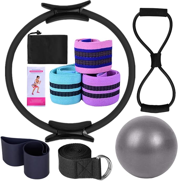 Yoga Sets for Women Pilates At Home Equipment Pilates Magic Ring oty Bands for Working Out Glutes Yoga Ball 25cm Figu 8 sistance Band Yoga Bands for Sttching