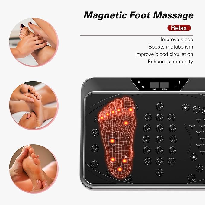 Vibration Plate Exercise Machine, Full Body Workout Vibration Platform with Resistance Bands, Fitness Machine for Weight Loss, Toning & Lymphatic Drainage, Home Gym Equipment,