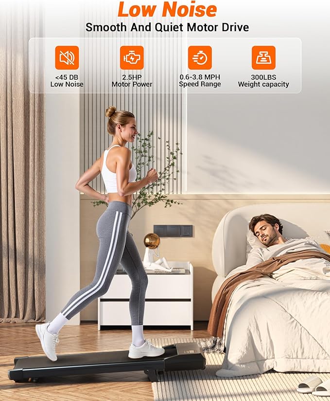 Walking Pad,6% Manual Incline Walking Pad Treadmill,Under Desk Treadmill for Home Office, with App & Remote,2.5HP Quiet,LED Display,300 lbs Capacity