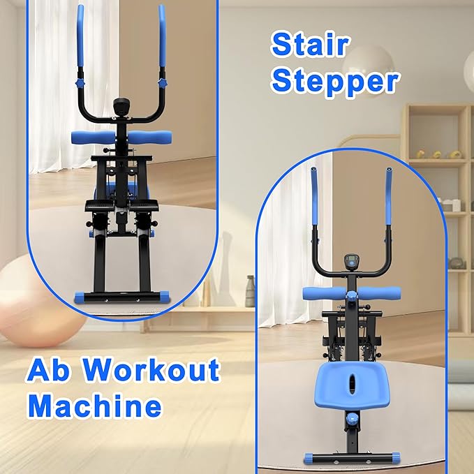 2 in 1 Stair Stepper and Ab Machine, High-Efficiency StairMaster Climber & Ab Trainer, Multi-Function Home Gym Equipment for Full Body Workout, Cardio and Core Training