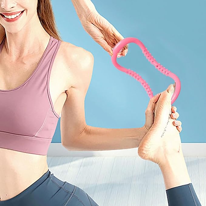Yoga Pilates Circle Ring, Yoga Circle Stretch Resistance Ring Body Building Fitness Workout Tools for Training Neck, Back, Leg, Calf, Strengthen Chest, Thighs, Arms, Massage Point Design