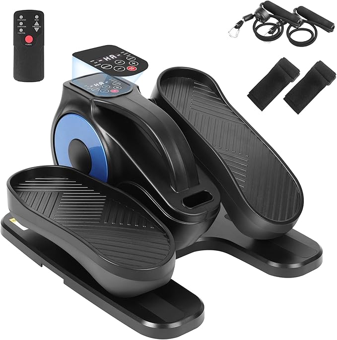 Under Desk Elliptical Machine, Leg Exerciser as Seen on TV for Seniors with 12 Speeds and 12 Modes, Portable Seated Pedal Trainer, Remote Control Elliptical Exerciser for Home Office