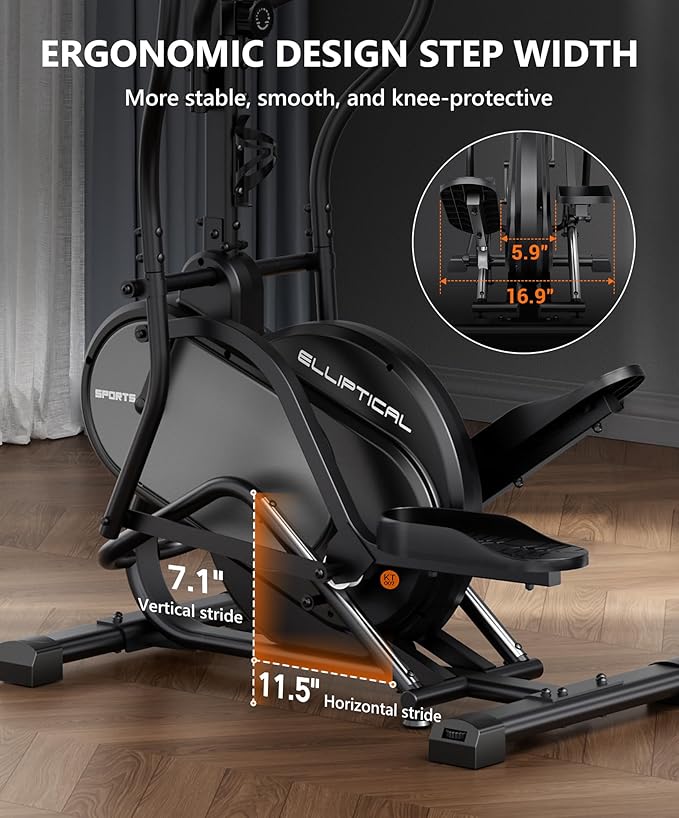 THERUN Elliptical Exercise Machine, 3-in-1 Cardio Climber Stepping Elliptical Machine for Home, Stair Stepper Elliptical Training Machines w/16 Levels Resistance, Pulse Sensor, LCD Monitor