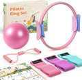 Pilates Ring Equipment Kit at Home, Resistance Bands and Exercise Ball for Women Workout Set, Pilates Rings 14 Inch Yoga Magic Circle Working Out, Pilates Equipment Essentials Kit Accessories
