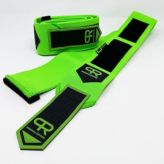 Elbow Wraps for Weightlifting - Heavy Duty Construction, 25% More Elasticity, Reinforced Stitching, Extra Wide Fastener, Easy to Adjust, (Neon)